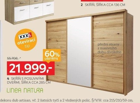 4 Skříň s posuvnými dveřmi, šířka cca 285 cm