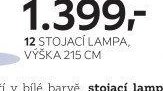 12 stojací lampa, výška 215 cm
