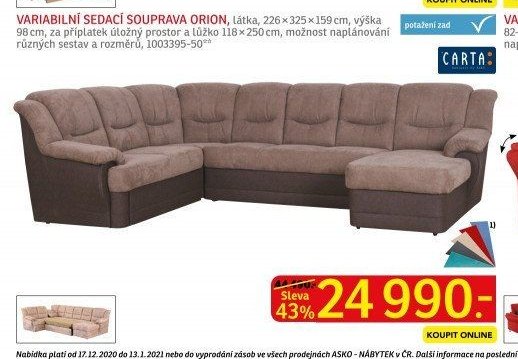 VARIABILNÍ SEDACÍ SOUPRAVA ORION