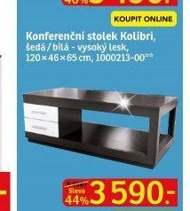 Konferenční stolek Kolibri, šedá/bílá - vysoký lesk