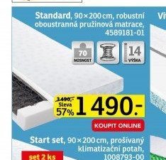 Standard, 90x200 cm, robustní oboustranná pružinová matrace