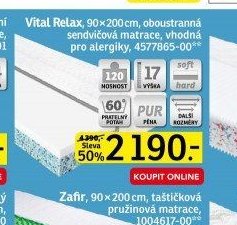Vital Relax, 90x200 cm, oboustranná sendvičová matrace