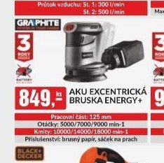 Aku excentrická bruska Energy+