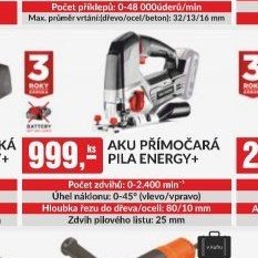 Aku přímočará pila Energy+