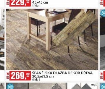 ŠPANĚLSKÁ DLAŽBA DEKOR DŘEVA 20,5x61,5 cm, třída I