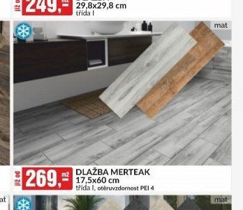 DLAŽBA MERTEAK 17,5x60 cm, třída I, otěruvzdornost PEI 4