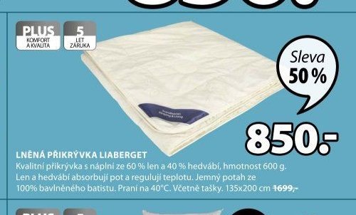 LNĚNÁ PŘIKRÝVKA LIABERGET