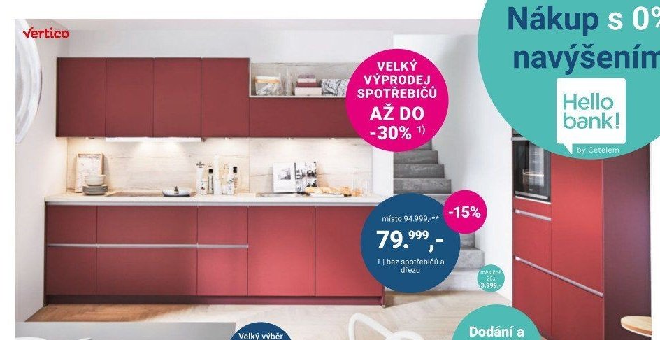 Plánovatelná kuchyně, dekor červená lakovaná