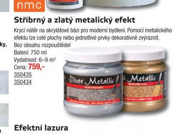 Stříbrný a zlatý metalický efekt