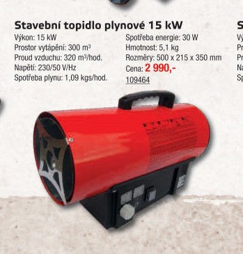 Stavební topidlo plynové 15 kW