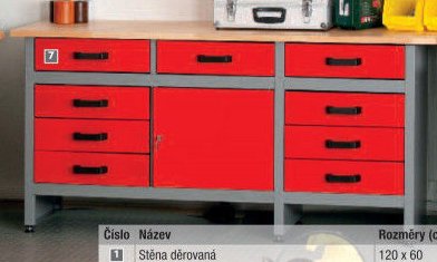 Stůl pracovní 9x zásuvka, 1x dvířka