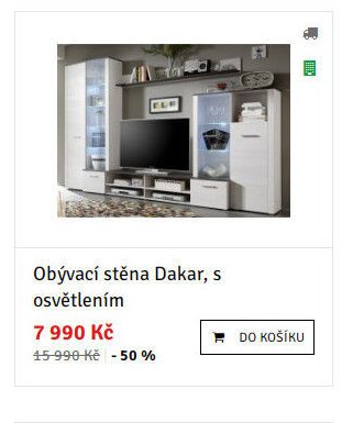 Obývací stěna Dakar, s osvětlením
