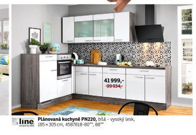 Plánovaná kuchyně PN220, bílá - vysoký lesk