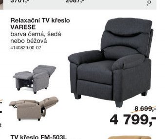 Relaxační TV křeslo VARESE