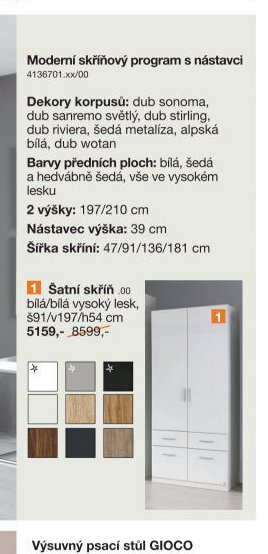 Moderní skříňový program s nástavci