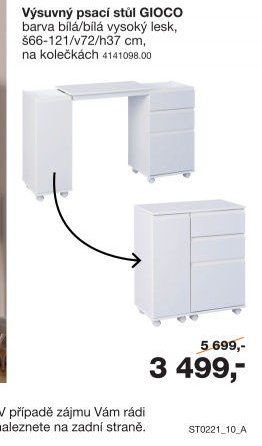 Výsuvný psací stůl GIOCO