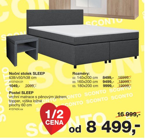 Postel SLEEP a Noční stolek SLEEP