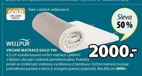 Vrchní matrace GOLD T40