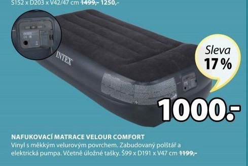 NAFUKOVACÍ MATRACE VELOUR COMFORT