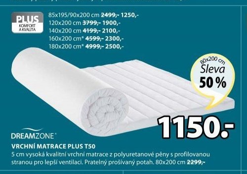 Vrchní matrace PLUS T50