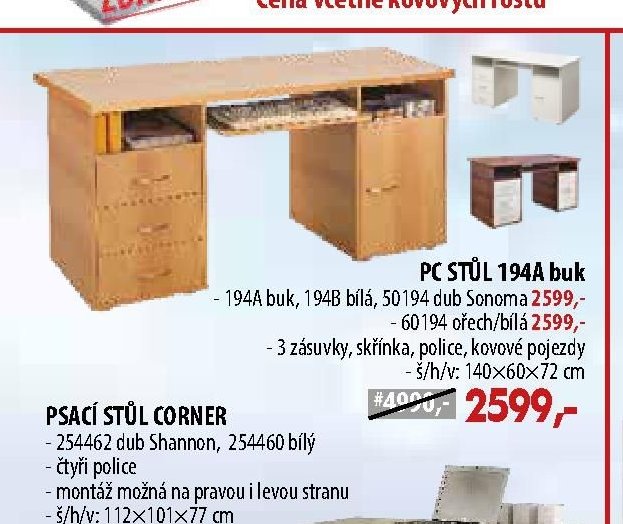 PC stůl 194A buk