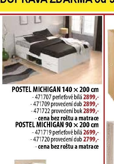 POSTEL MICHIGAN 140 x 200 cm / 90 x 200 cm