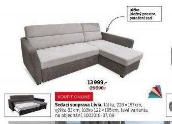 Sedací souprava Livia, látka, 228x157 cm