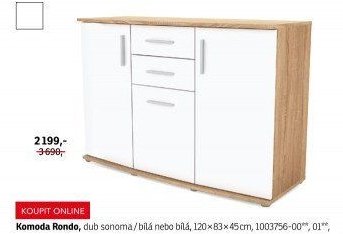 Komoda Rondo, dub sonoma / bílá