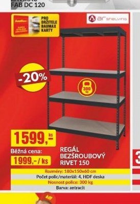 REGÁL BEZŠROUBOVÝ RIVET 150