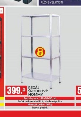 REGÁL ŠROUBOVÝ HOMMY