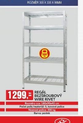 REGÁL BEZŠROUBOVÝ WIRE RIVET