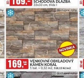 VENKOVNÍ OBKLADOVÝ KÁMEN KORAL 1 bal. = 0,32 m2, 518,13 Kč/m2