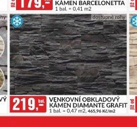 VENKOVNÍ OBKLADOVÝ KÁMEN DIAMANTE GRAFIT 1 bal. = 0,47 m2, 465,96 Kč/m2
