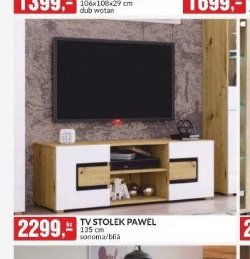 TV STOLEK PAWEL 135 cm sonoma/bílá