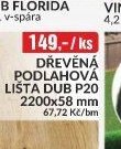 DŘEVĚNÁ PODLAHOVÁ LIŠTA DUB P20