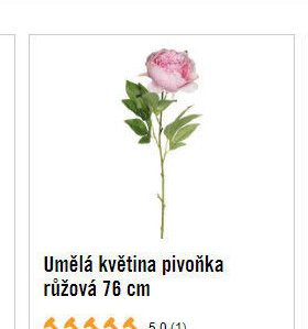 Umělá květina pivoňka růžová 76 cm