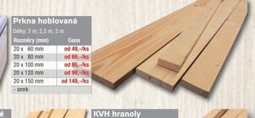 Prkna hoblovaná