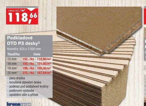 Podkladové DTD P3 desky