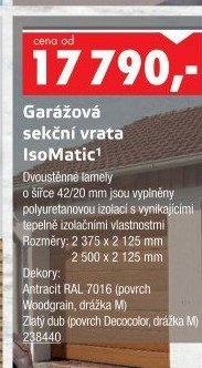 Garážová sekční vrata IsoMatic