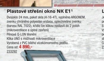 Plastové střešní okno NK E1