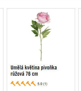 Umělá květina pivoňka růžová 76 cm