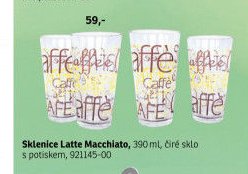 Sklenice Latte Macchiato, 390 ml, čiré sklo s potiskem