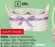 Košík, ratan se skleněnou vložkou