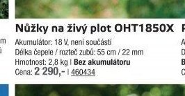 Nůžky na živý plot OHT1850X
