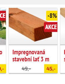 Impregnovaná stavební lať 3 m