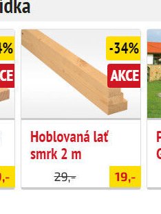 Hoblovaná lať smrk 2 m