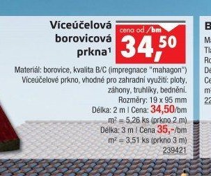 Víceúčelová borovicová prkna