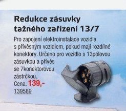 Redukce zásuvky tažného zařízení 13/7