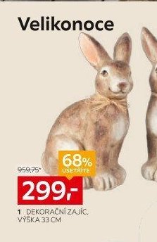 Dekorační zajíc, výška 33 cm
