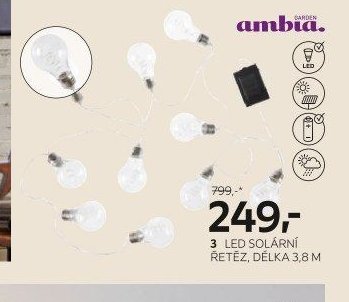 LED SOLÁRNÍ ŘETĚZ, DÉLKA 3,8 M